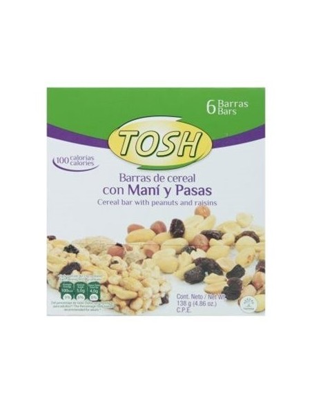 BARRA CEREAL TOSH MANI Y PASAS 6 UN