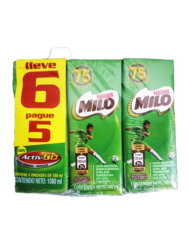 CHOCOLATE MILO SIXPAC TETRA CAJA 6 UND