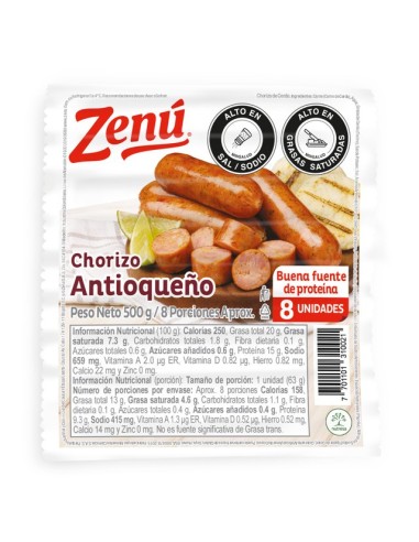 CHORIZO ANTIOQUENO ZENU 500 G