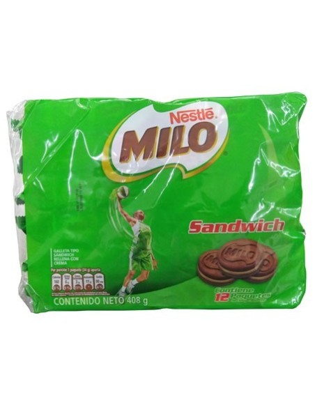 GALLETAS MILO SANDWICH NESTLE 12P 408 G