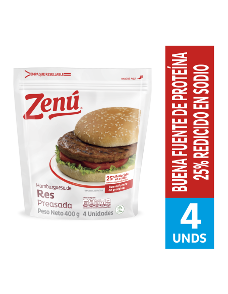 HAMBURGUESA PREASADA ZENU 400 GR