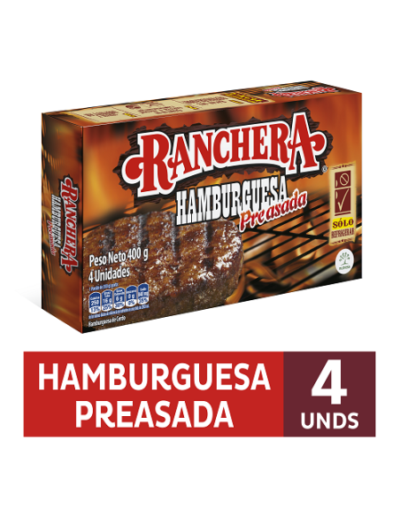 HAMBURGUESA RANCHERA 4 UNI 400GR 