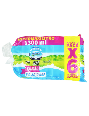 LECHE ALPINA DESLACTOSADA 6UN 1300 ML