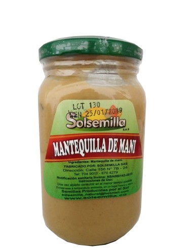 MANTEQUILA DE MANI SOLSEMILLA 310 G