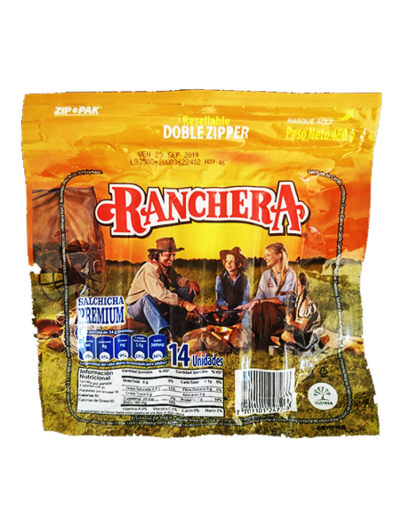 SALCHICHA RANCHERA ZENU 14 UNIDA