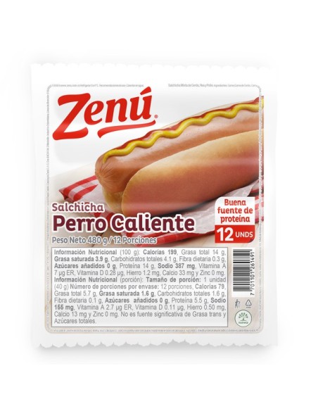 SALCHICHA PERRO CALIENTE ZENU 480G
