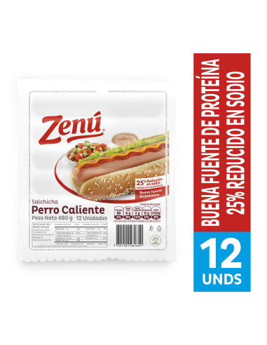 SALCHICHA PERRO CALIENTE ZENU 480G