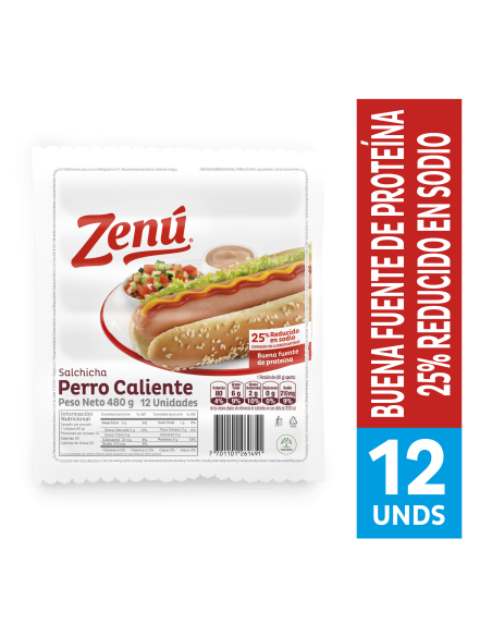 SALCHICHA PERRO CALIENTE ZENU 480G