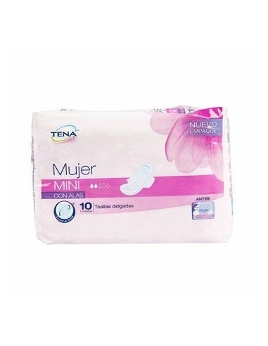 TOALLA TENA MUJER MINI CON ALAS 10 UNI