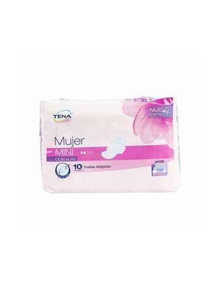 TOALLA TENA MUJER MINI CON ALAS 10 UNI