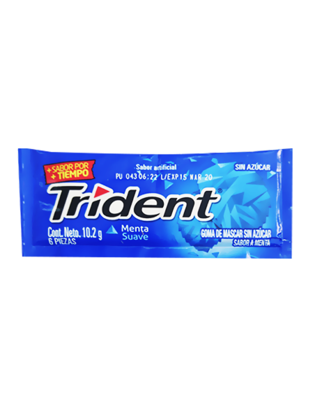 TRIDENT MENTA SUAVE ADAMS  6 PIEZAS