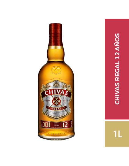 WHISKY CHIVAS REGAL 12AÑOS  1 LT WHISKY CHIVAS REGAL 12AÑOS  1 LT