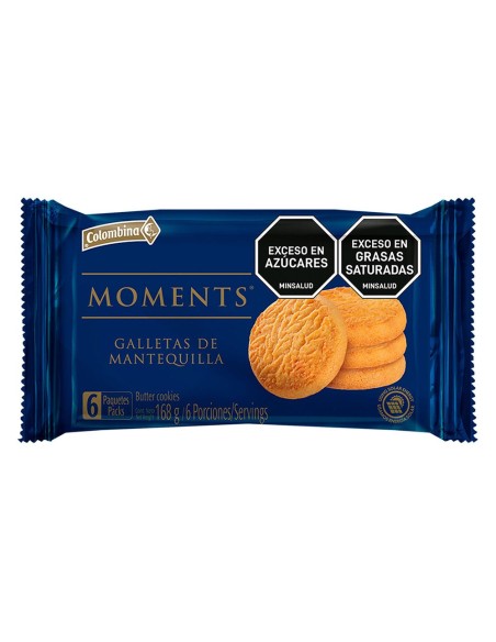 GALLETAS MOMENTS MANTQ  COLOMBINA 6 X28G
