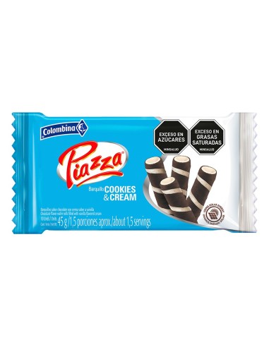 BARQUILLOS PIAZZA COOKIES CREAM 45 GR