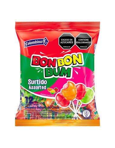 BON BON BUM SURTIDO COLOMBINA 12 UN