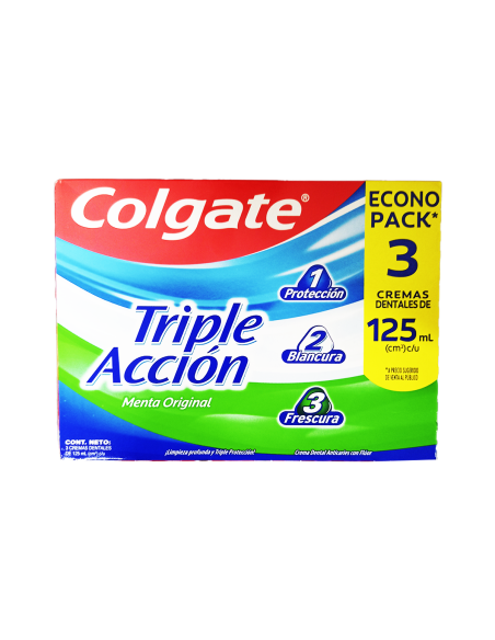 COLGATE TRIPLE ACCION 3 UNIDADES 125 ML 