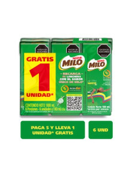CHOCOLATE MILO SIXPAC TETRA CAJA 6 UND