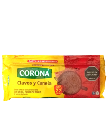 CHOCOLATE CORONA CLAVOS 450 G CANELA