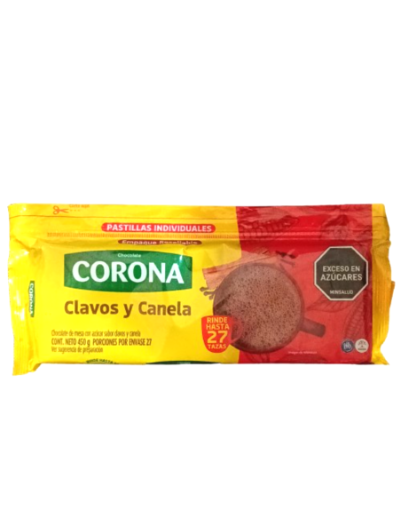 CHOCOLATE CORONA CLAVOS 450 G CANELA